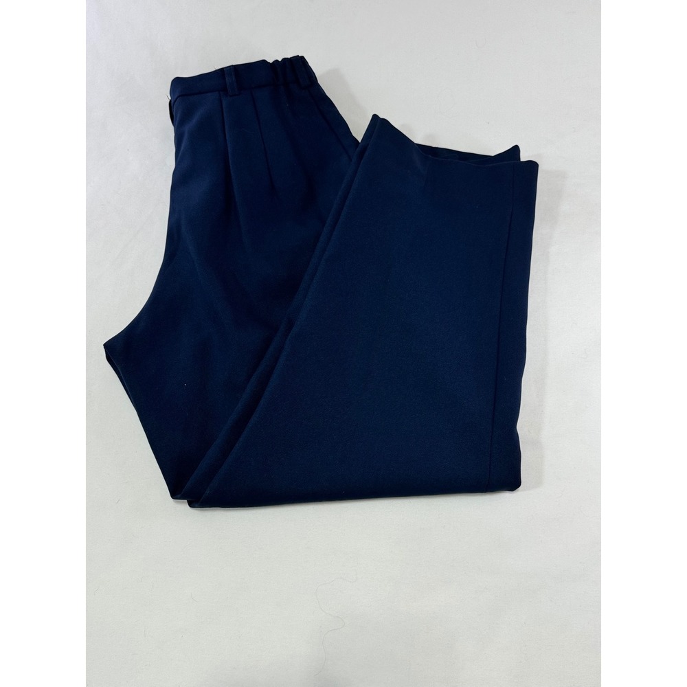 Cali Fashions‎ Trousers Womens 10 Navy Blue Pleated High Rise Straight Leg Pants